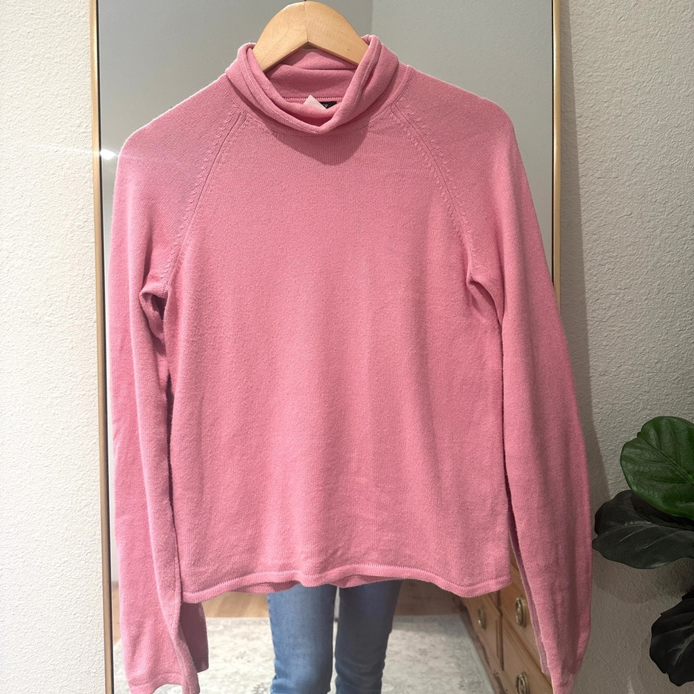 J.Crew S Light Pink Turtleneck Sweater Wool Cotton Blend Natural Fiber